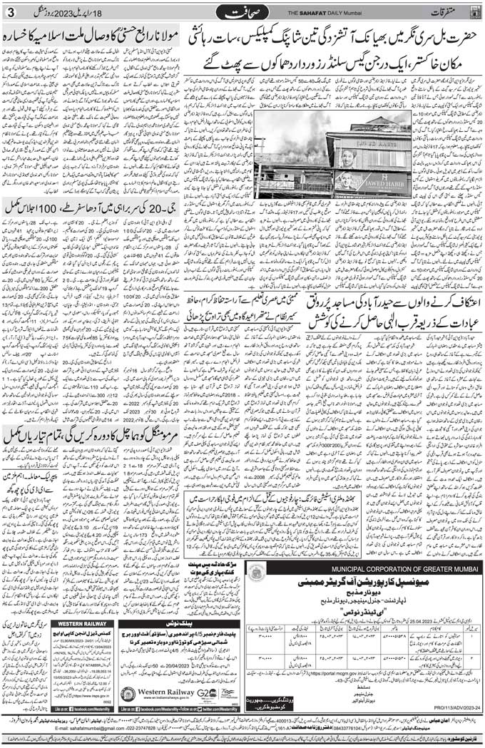 The Sahafat Mumbai, Urdu Newspaper India, Indian Newspapers, Urdu Akhbar, Urdu News Hindustan