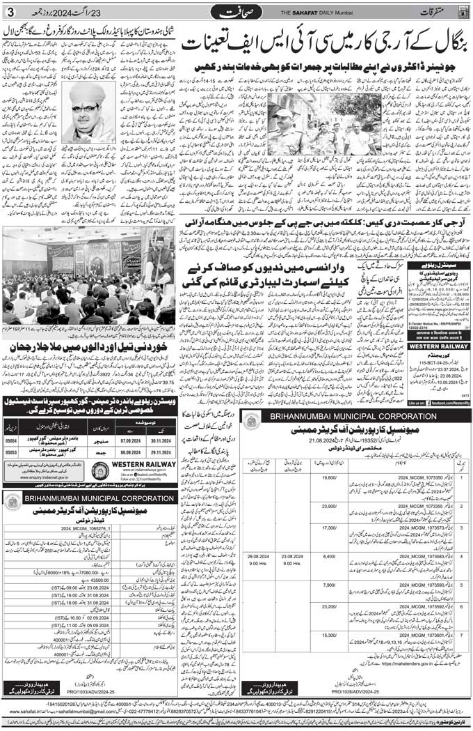 The Sahafat Mumbai, Urdu Newspaper India, Indian Newspapers, Urdu Akhbar, Urdu News Hindustan